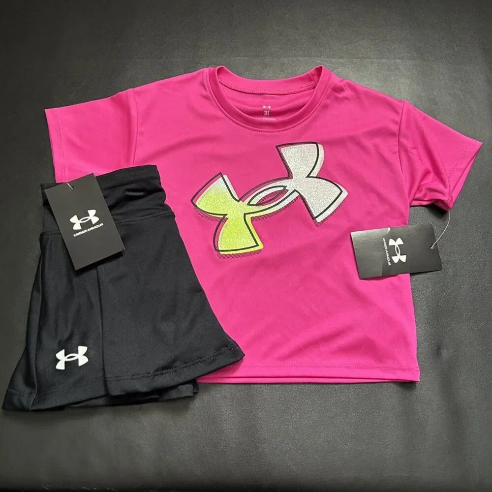 NWT Under Armour Glitter Athletic Skort Set Girls Size 3T